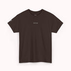 Brown t-shirt with 'IKIRU' logo on a white background