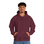 Maroon red hoodie with 'IKIRU' and mountain, samurai, and blossom tree design on the back saying 'un-influenceable' against a white background