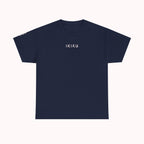 Navy blue t-shirt with 'IKIRU' text on a white background