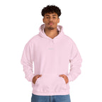 Person wearing a pink hoodie with an IKIRU logo on a white background