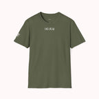 Green t-shirt with text 'IKIRU' on a white background