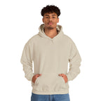 Person wearing a beige hoodie with IKIRU logo on a white background