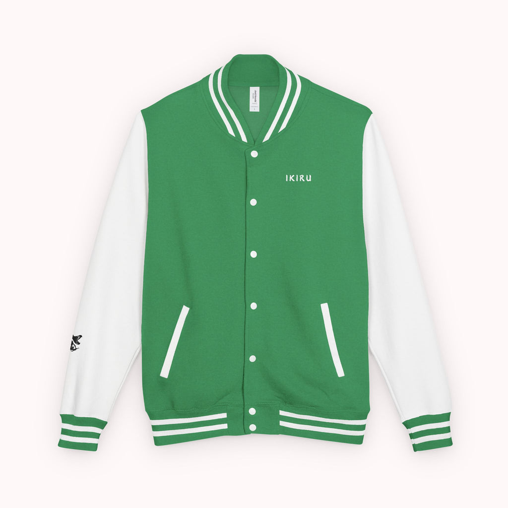 Male green and white Starboy Jacket with Japanese styled graphics