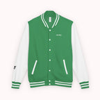 Male green and white Starboy Jacket with Japanese styled graphics