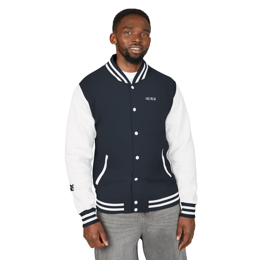 Male navy and white Starboy Jacket with Japanese styled graphics