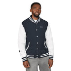 Male navy and white Starboy Jacket with Japanese styled graphics