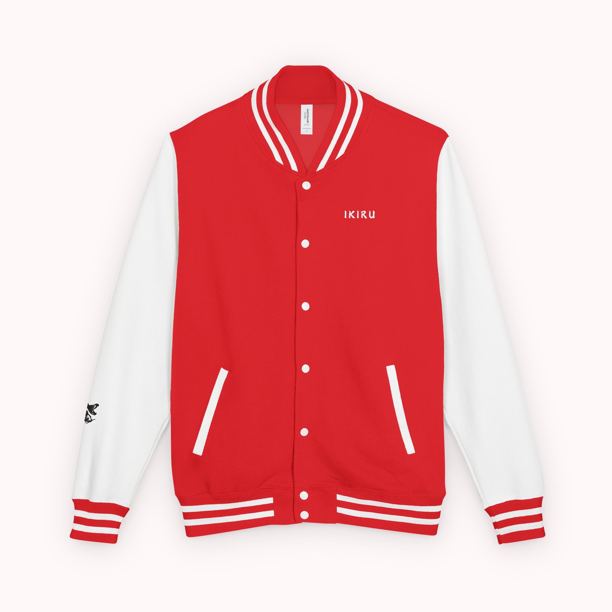 Male red and white Starboy Jacket with Japanese styled graphics