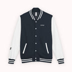 Male navy and white Starboy Jacket with Japanese styled graphics