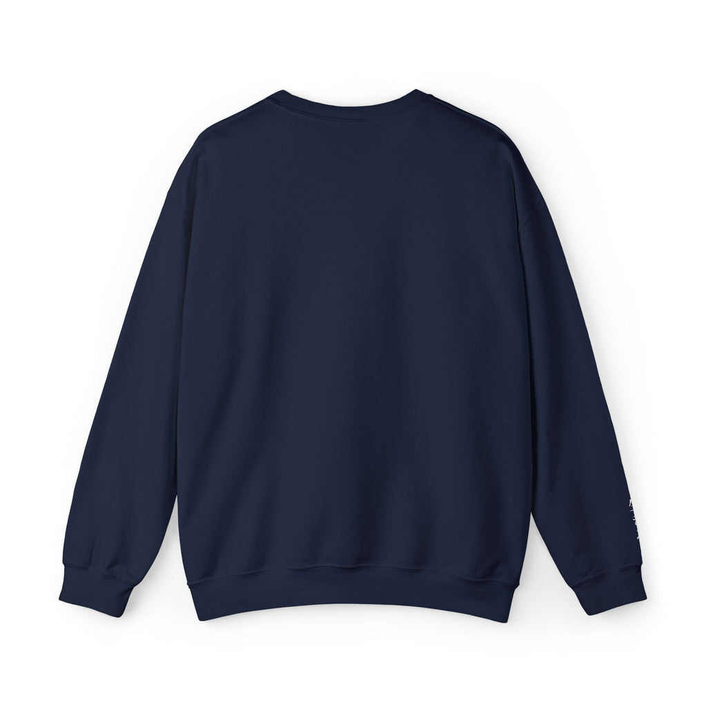 Navy blue sweatshirt on a white background