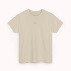 Beige t-shirt with an IKIRU logo on a white background