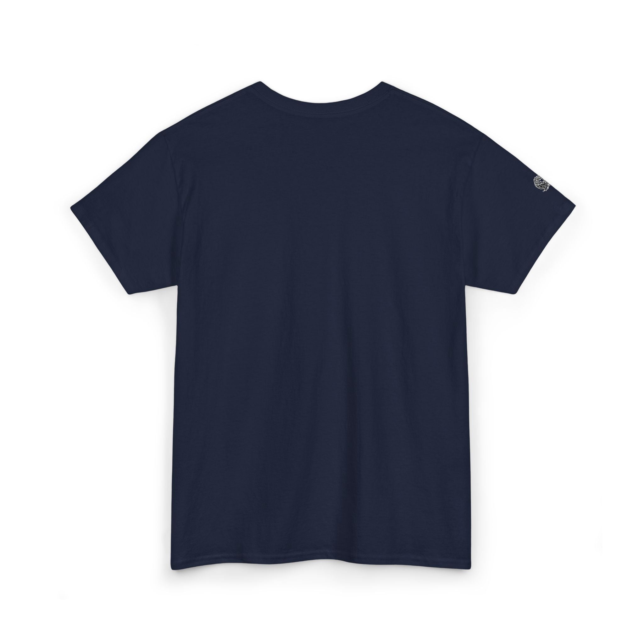 Navy blue t-shirt against a white background