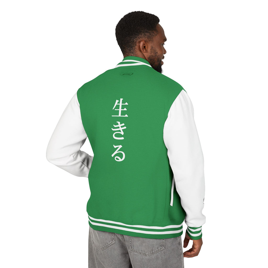Male green and white Starboy Jacket with Japanese styled graphics
