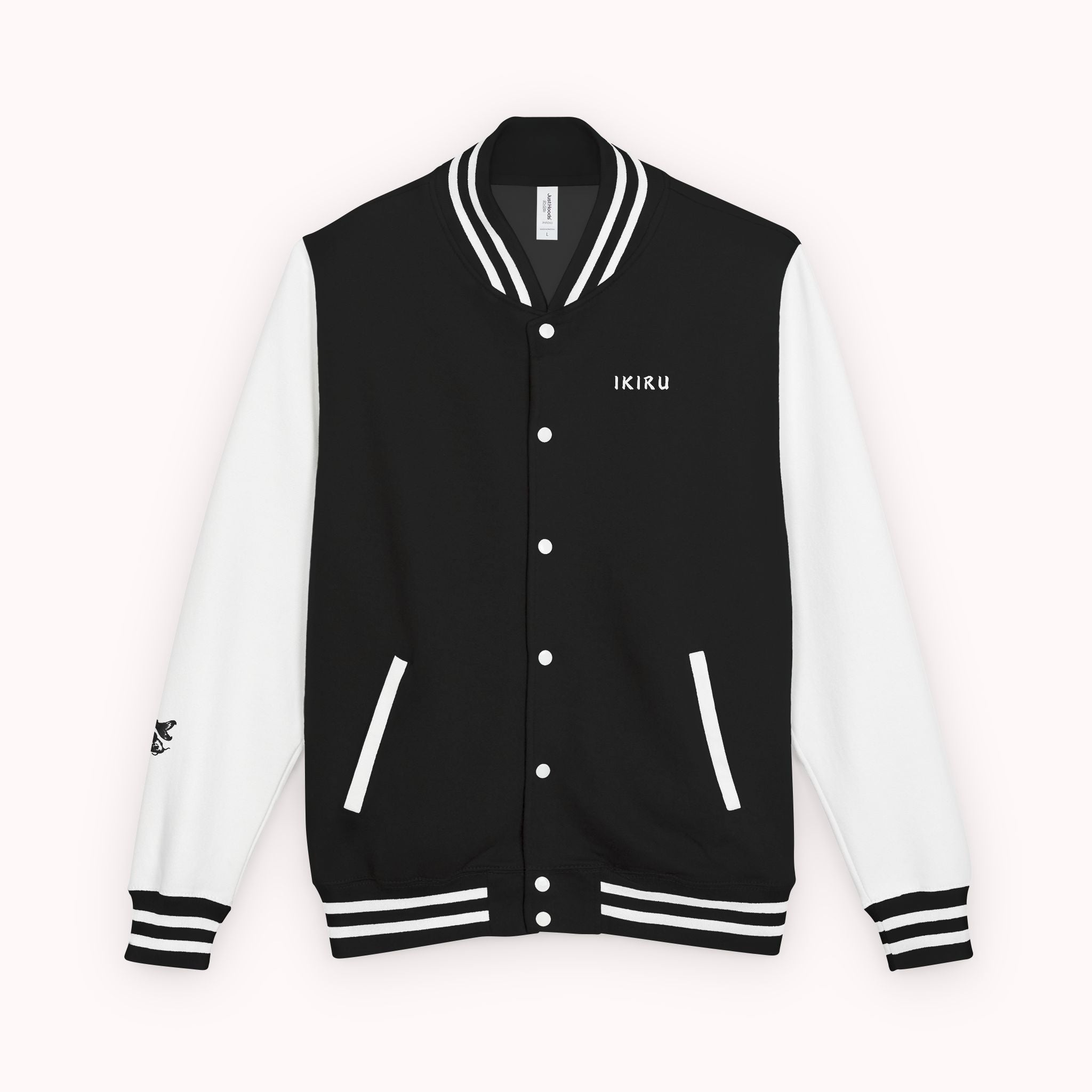 Male black and white Starboy Jacket with Japanese styled graphics