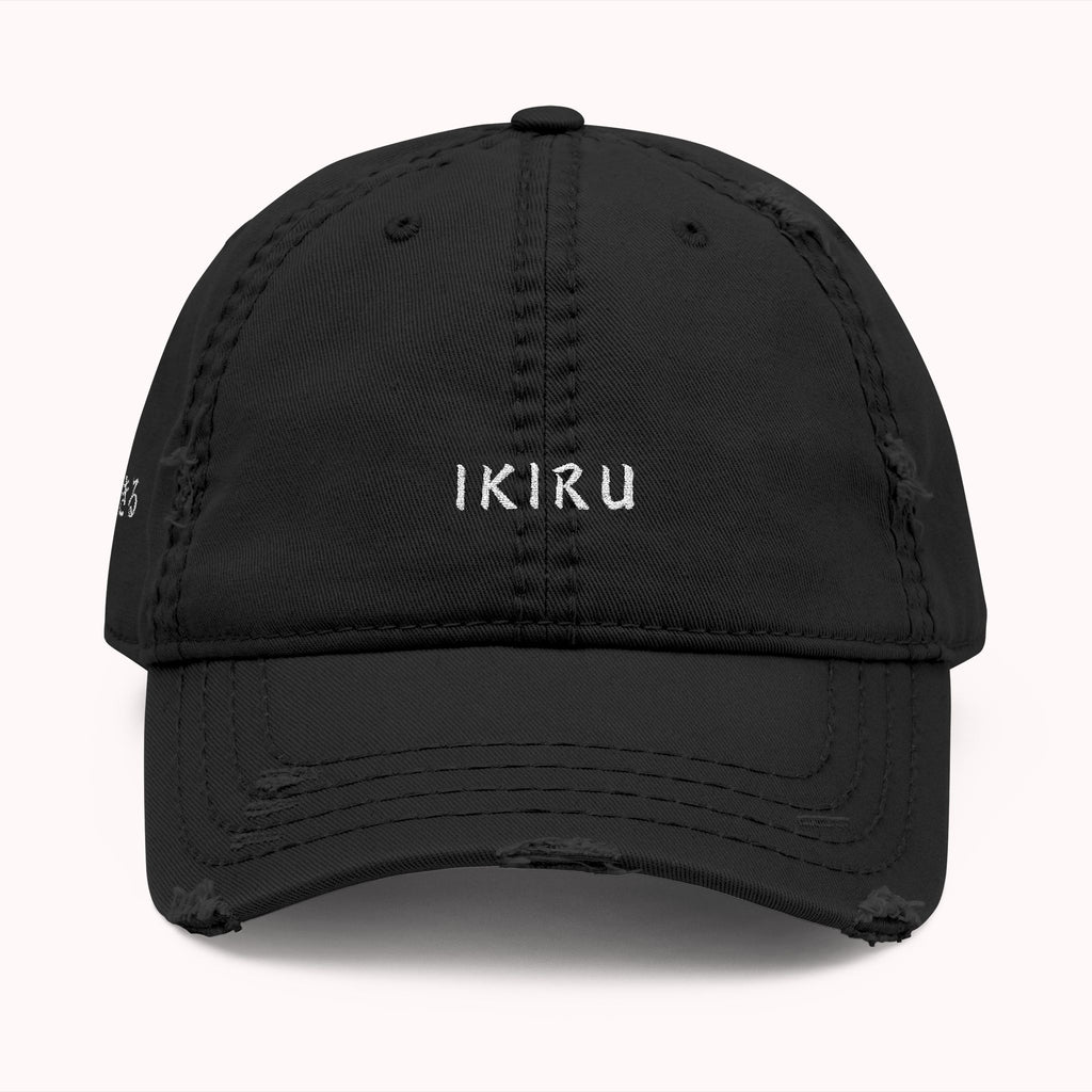 Black cap with a logo on a white background