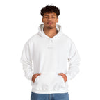 Person wearing a white hoodie with IKIRU logo on a white background