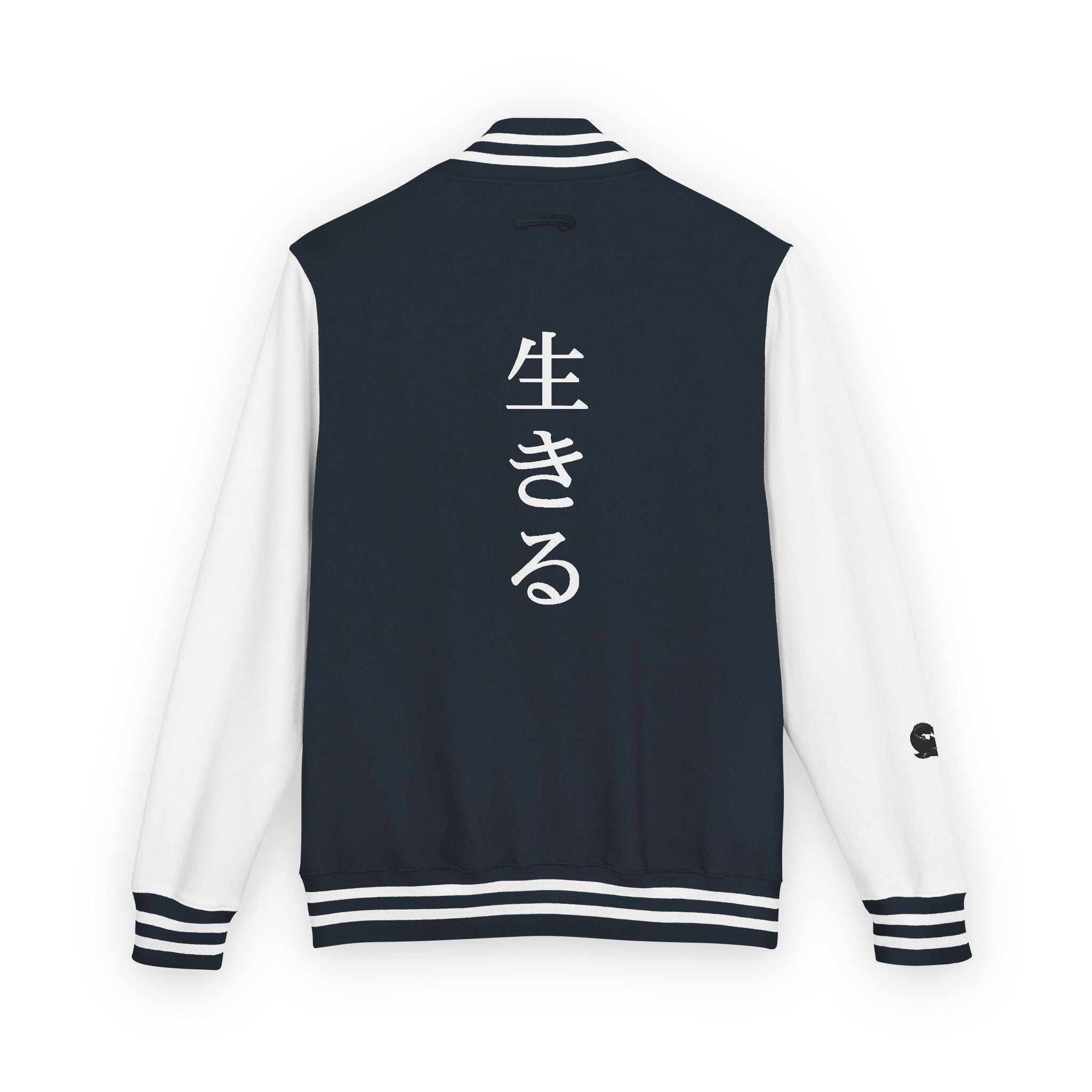 Male navy and white Starboy Jacket with Japanese styled graphics