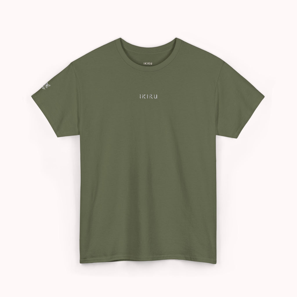 Green t-shirt with 'KIRU' logo on a white background