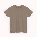 Brown t-shirt with an IKIRU logo on a white background