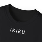 Black t-shirt with IKIRU branding on a white background
