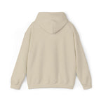 Beige hoodie with IKIRU  brand logos on sleeves against a white background