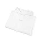Folded white hoodie with IKIRU logo on a white background