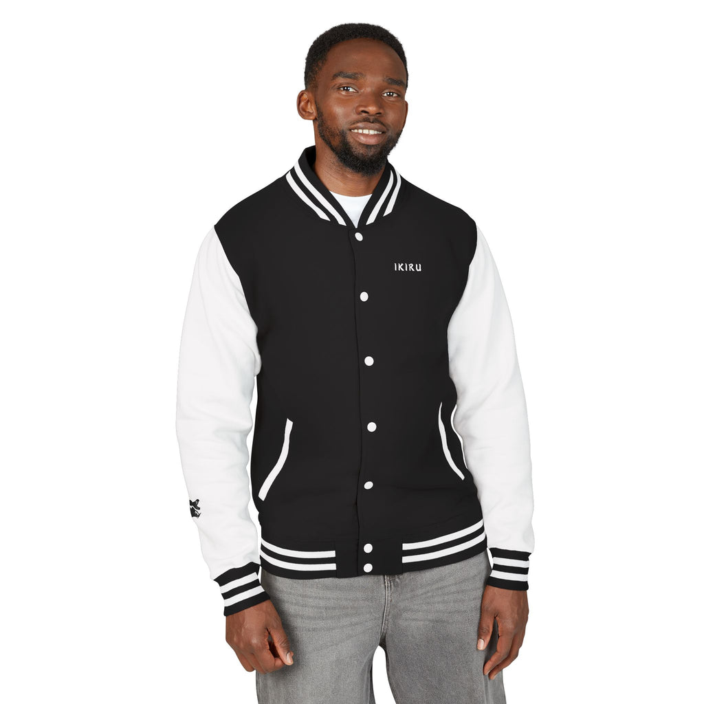 Male black and white Starboy Jacket with Japanese styled graphics