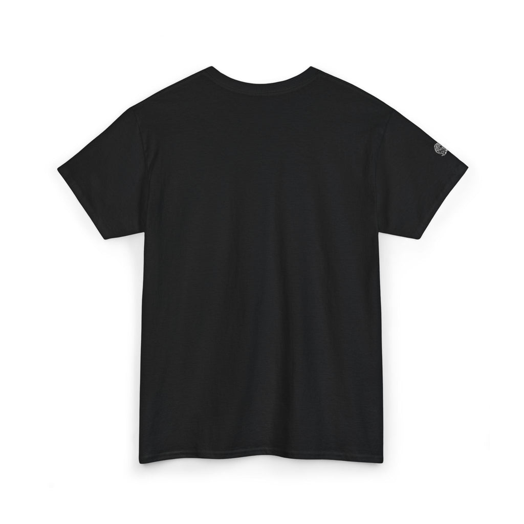 Black t-shirt on a white background