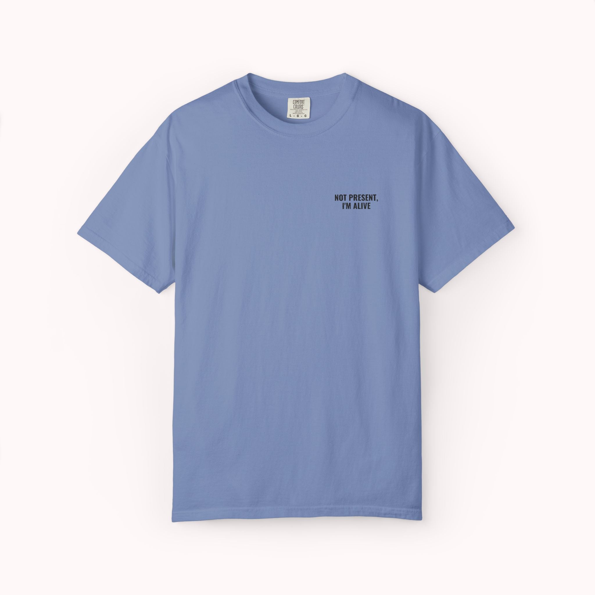 Blue t-shirt with a logo on a white background