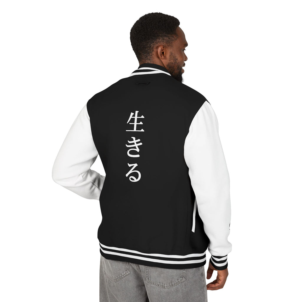Male black and white Starboy Jacket with Japanese styled graphics
