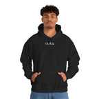 Black hoodie with 'IKIRU' and mountain, samurai, and blossom tree design on the back saying 'un-influenceable' against a white background