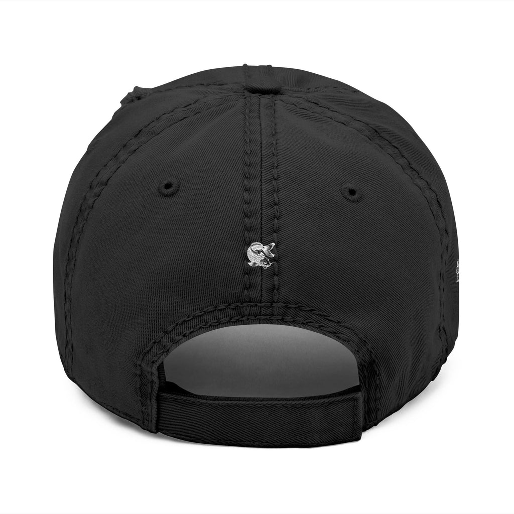 Black cap with a plain white background