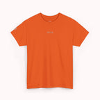 Orange t-shirt with an IKIRU logo on a white background